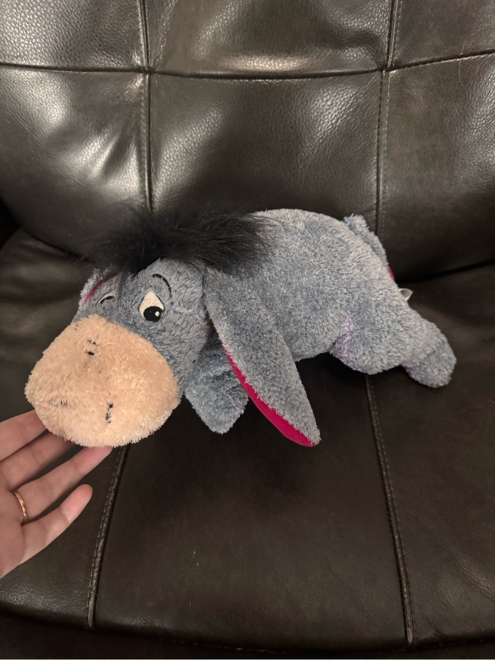 Disney Eeyore Winnie the Pooh Plush Toy Grey Pink Black 13" Lying